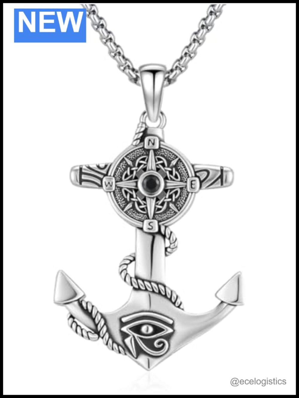 925 Sterling Silver Anchor Nautical Pendant Necklace